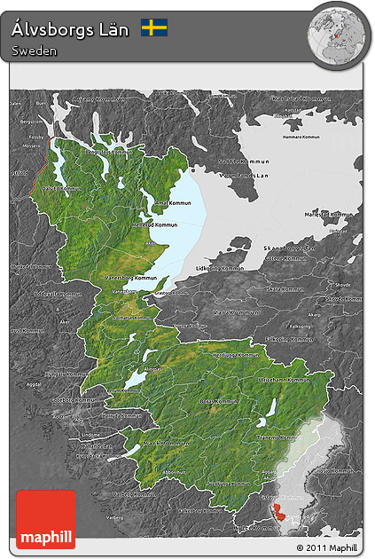 Satellite 3D Map of Álvsborgs Län, desaturated