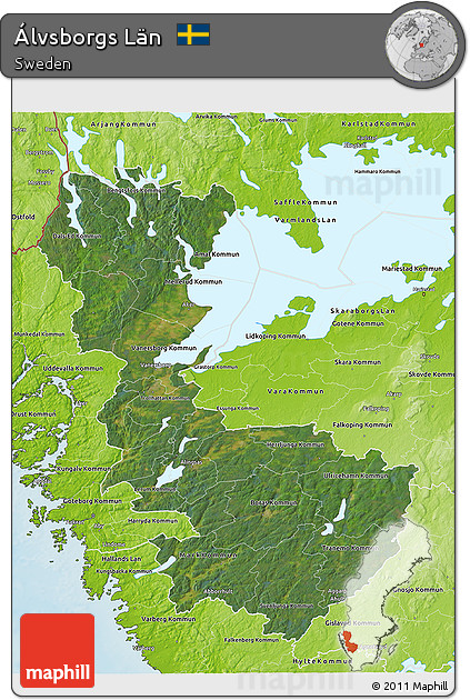 Satellite 3D Map of Álvsborgs Län, physical outside