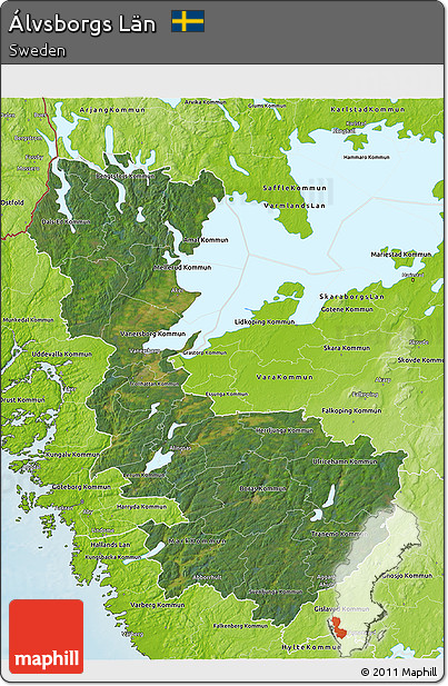 Satellite 3D Map of Álvsborgs Län, physical outside