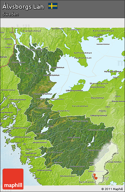 Satellite 3D Map of Álvsborgs Län, physical outside