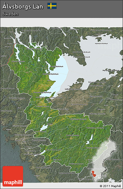 Satellite 3D Map of Álvsborgs Län, semi-desaturated