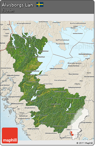 Satellite 3D Map of Álvsborgs Län, shaded relief outside