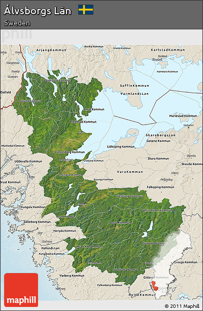 Satellite 3D Map of Álvsborgs Län, shaded relief outside