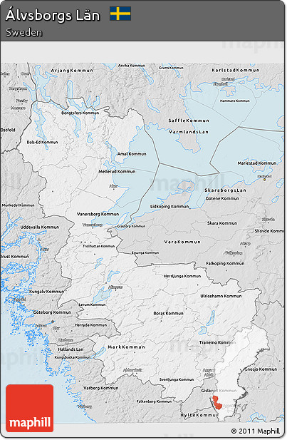 Silver Style 3D Map of Álvsborgs Län