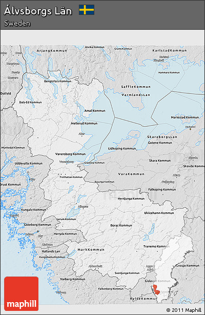 Silver Style 3D Map of Álvsborgs Län