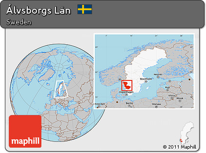 Gray Location Map of Álvsborgs Län, highlighted country, within the entire country