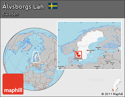 Gray Location Map of Álvsborgs Län, highlighted country, within the entire country