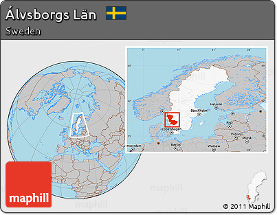 Gray Location Map of Álvsborgs Län, highlighted country, within the entire country