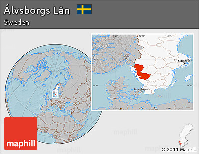 Gray Location Map of Álvsborgs Län, highlighted country, hill shading