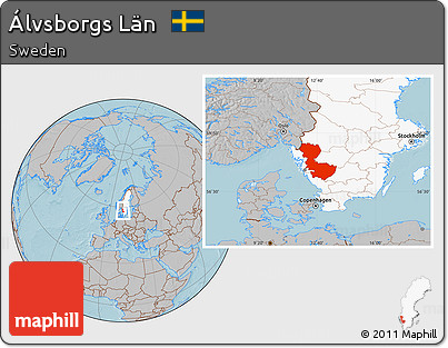 Gray Location Map of Álvsborgs Län, highlighted country, hill shading