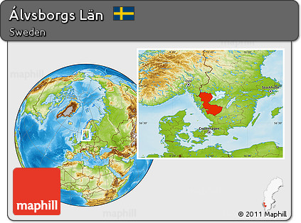 Physical Location Map of Álvsborgs Län