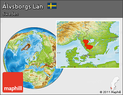Physical Location Map of Álvsborgs Län