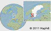 Savanna Style Location Map of Álvsborgs Län, highlighted country, within the entire country, hill shading
