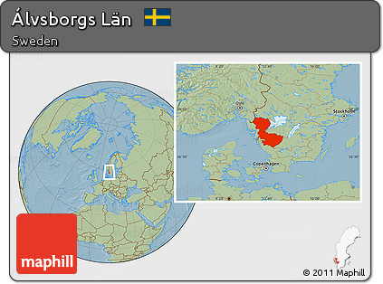 Savanna Style Location Map of Álvsborgs Län, hill shading
