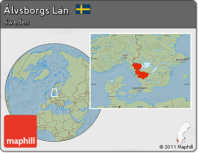 Savanna Style Location Map of Álvsborgs Län, hill shading