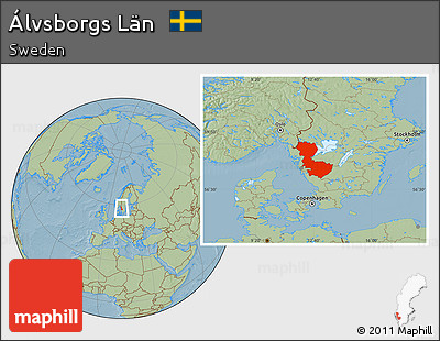 Savanna Style Location Map of Álvsborgs Län, hill shading