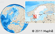 Shaded Relief Location Map of Álvsborgs Län, highlighted country, within the entire country