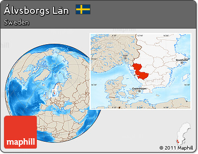 Shaded Relief Location Map of Álvsborgs Län, highlighted country