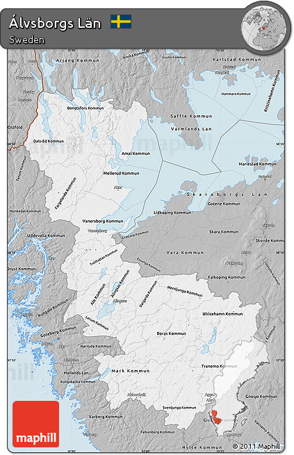 Gray Map of Álvsborgs Län