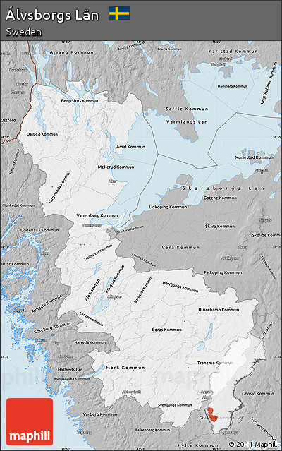 Gray Map of Álvsborgs Län