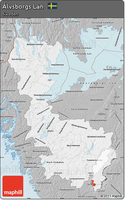 Gray Map of Álvsborgs Län