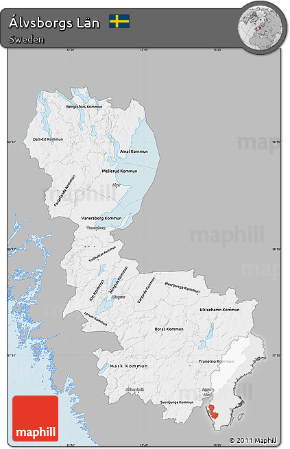Gray Map of Álvsborgs Län, single color outside