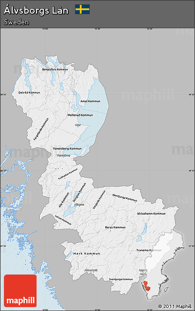 Gray Map of Álvsborgs Län, single color outside