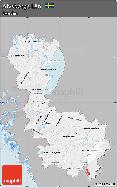 Gray Map of Álvsborgs Län, single color outside
