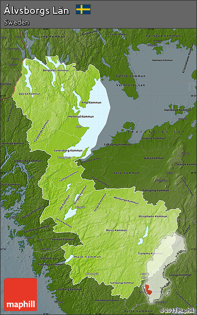 Physical Map of Álvsborgs Län, darken