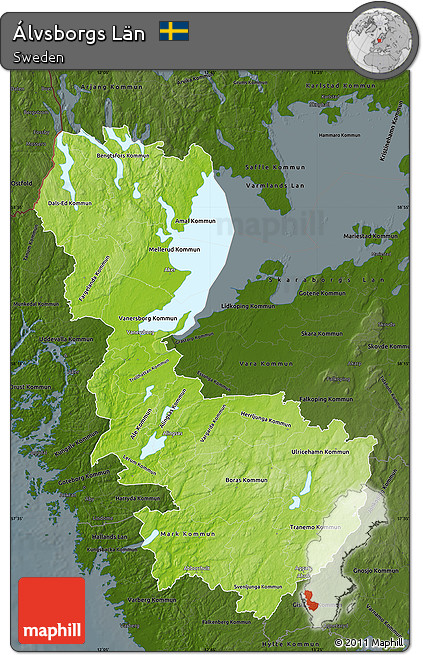 Physical Map of Álvsborgs Län, darken
