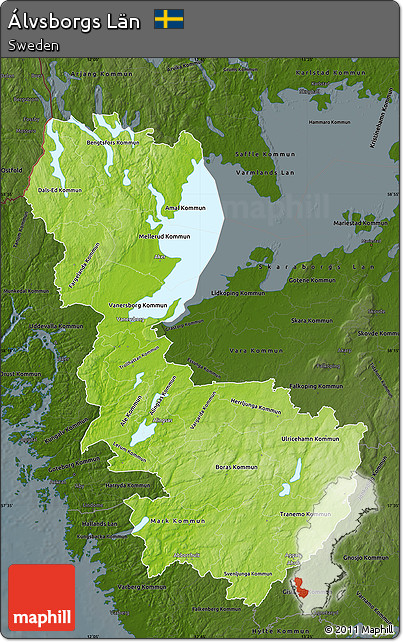 Physical Map of Álvsborgs Län, darken