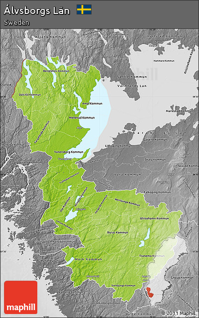 Physical Map of Álvsborgs Län, desaturated