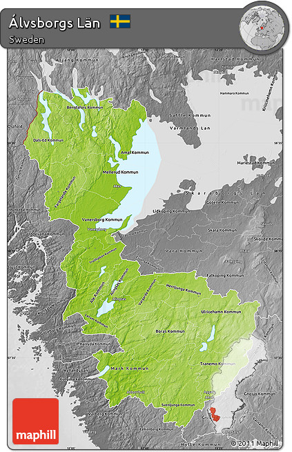 Physical Map of Álvsborgs Län, desaturated