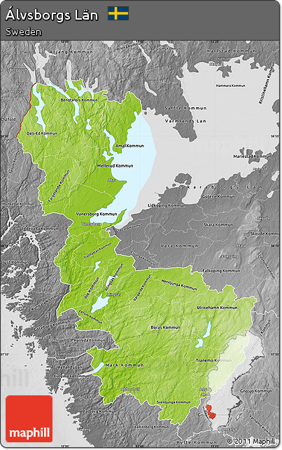 Physical Map of Álvsborgs Län, desaturated