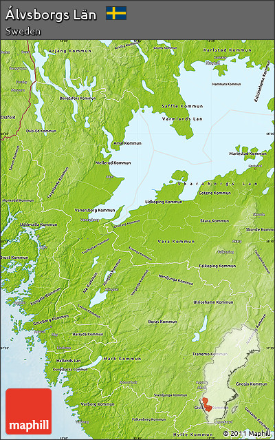 Physical Map of Álvsborgs Län