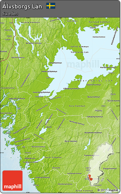 Physical Map of Álvsborgs Län