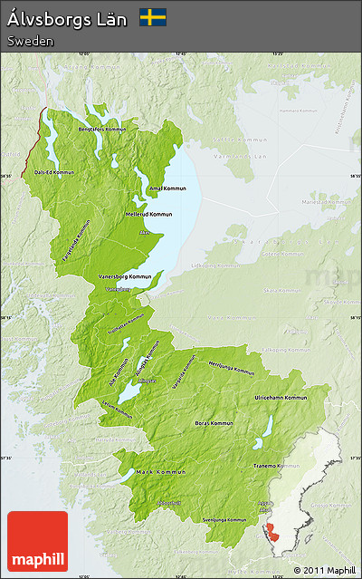 Physical Map of Álvsborgs Län, lighten