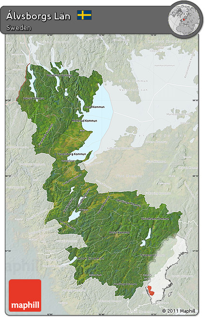 Satellite Map of Álvsborgs Län, lighten