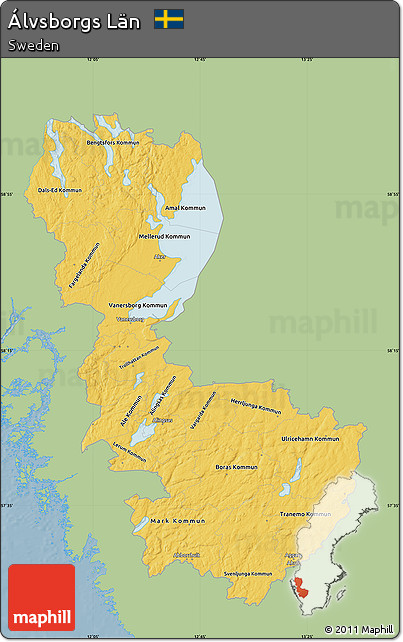 Savanna Style Map of Álvsborgs Län, single color outside