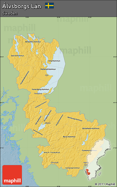 Savanna Style Map of Álvsborgs Län, single color outside