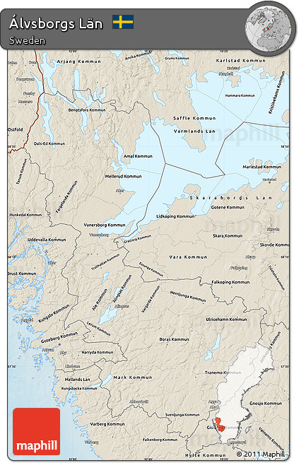 Shaded Relief Map of Álvsborgs Län
