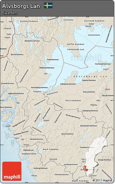 Shaded Relief Map of Álvsborgs Län