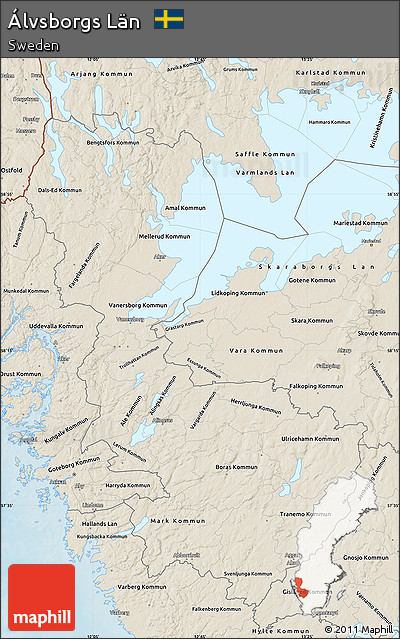 Shaded Relief Map of Álvsborgs Län