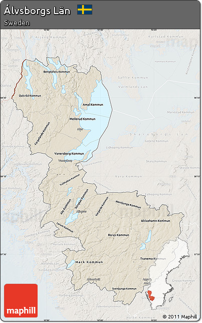 Shaded Relief Map of Álvsborgs Län, lighten