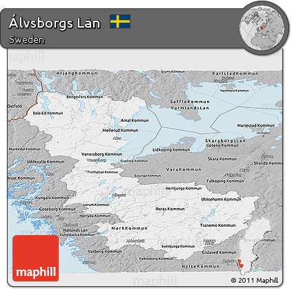 Gray Panoramic Map of Álvsborgs Län