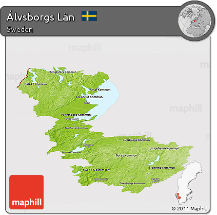 Physical Panoramic Map of Álvsborgs Län, cropped outside