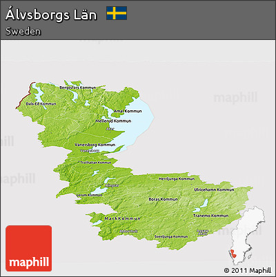 Physical Panoramic Map of Álvsborgs Län, cropped outside