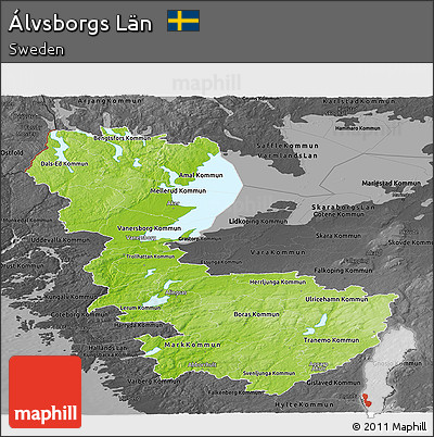 Physical Panoramic Map of Álvsborgs Län, darken, desaturated