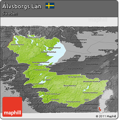 Physical Panoramic Map of Álvsborgs Län, darken, desaturated