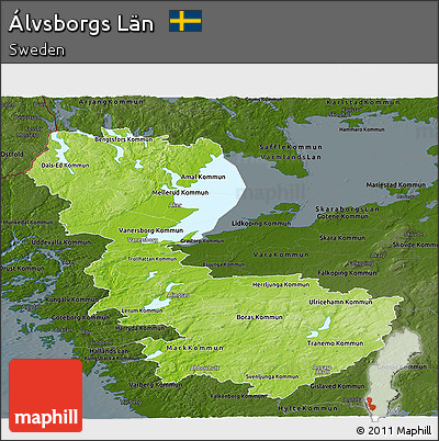 Physical Panoramic Map of Álvsborgs Län, darken